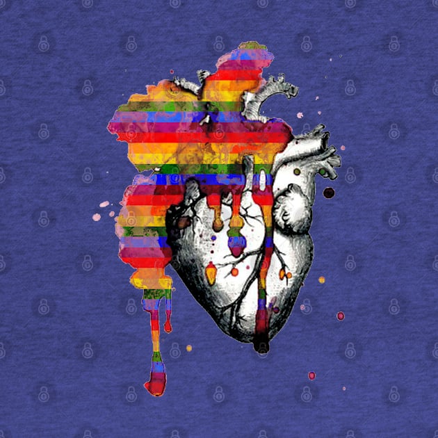 gay pride flag heart explode by loulousworld